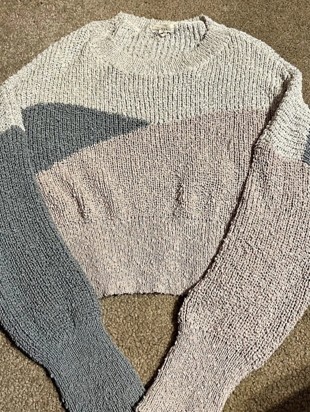 debut Color Block Sweater in Cream & Pink Size Small